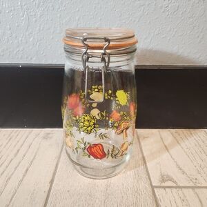 Vintage Arc France "Spice Of Life" Lidded Glass Jar 1.5L Vegetables Mushrooms